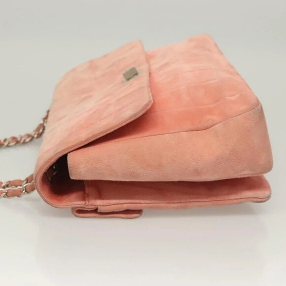 CHANEL Choco Bar Chain Shoulder Bag Suede Pink CC Auth 130967 - Picture 4 of 16